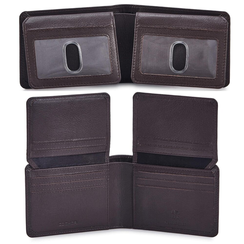 1867 Wallet Real Leather Bifold RFID Blocking High Capacity Card Case